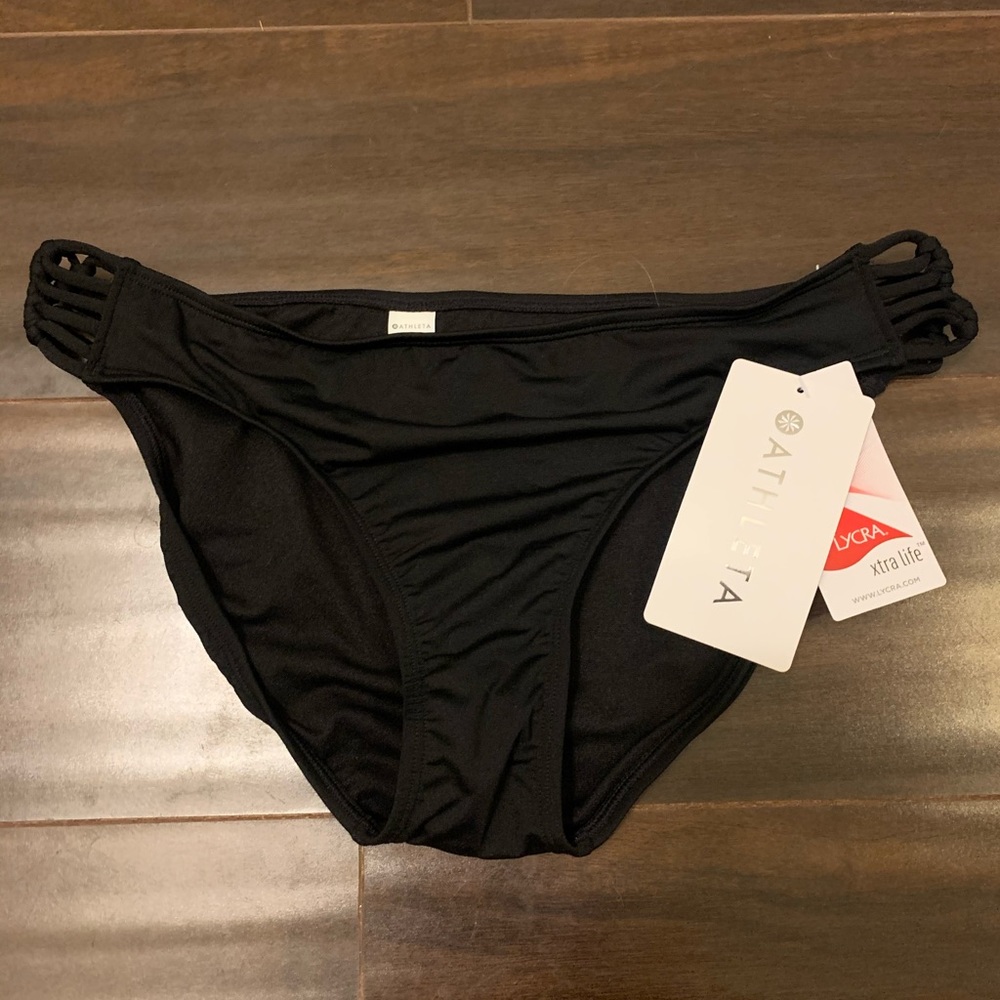 NWT Athleta Macrame Bikini Bottom-Black-M